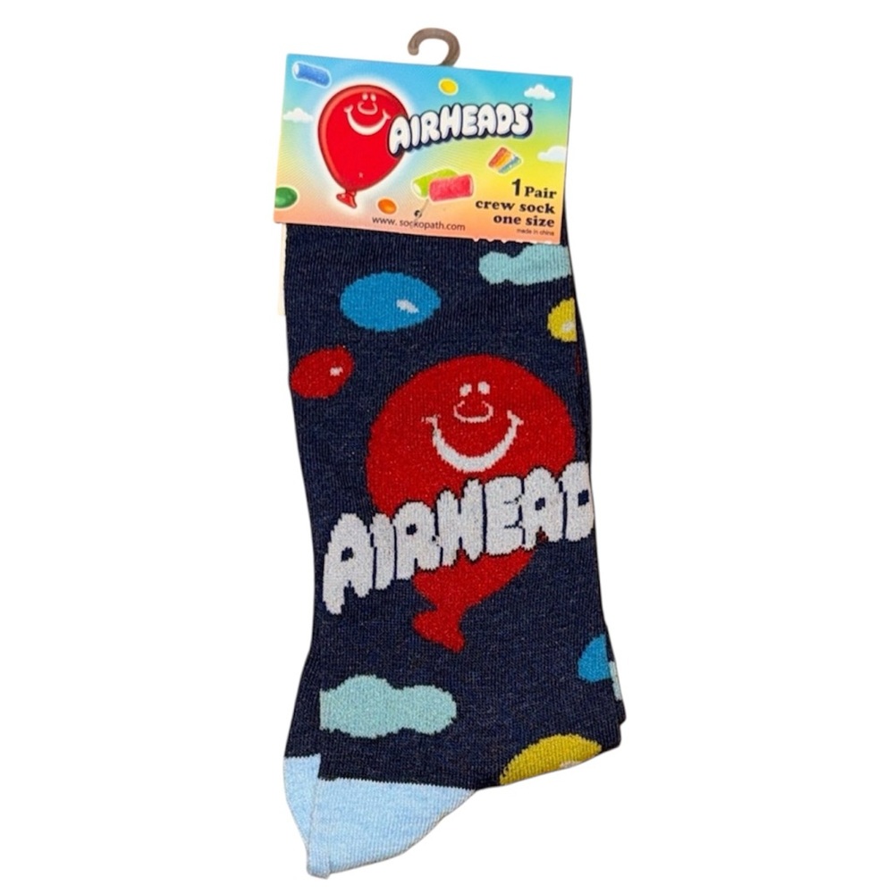 •AIRHEADS•NWT 1-PAIR OF GRAPHIC AIRHEAD LOGO CREW SOCKS ONE SIZE (M/8-12 W/9-14)